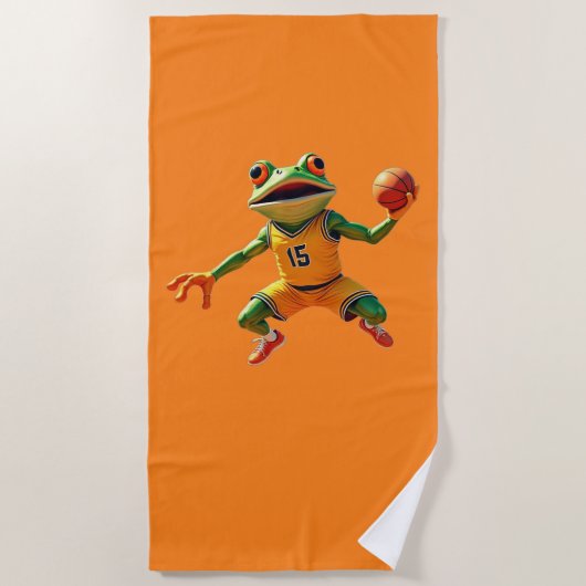 Basketball Frog orange beach towel Strandlaken (Voorkant)