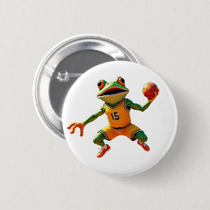 Basketball Frog white button