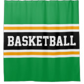 BASKETBALL Fun Green Zwart Geel Racing Stripes Douchegordijn (Voorkant)