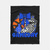 Basketball Game Day Go Cheer Team Blue Coquette Ch Fleece Deken (Voorkant)