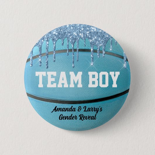 Basketball Gender onthullen Team Boy Button (Voorkant)