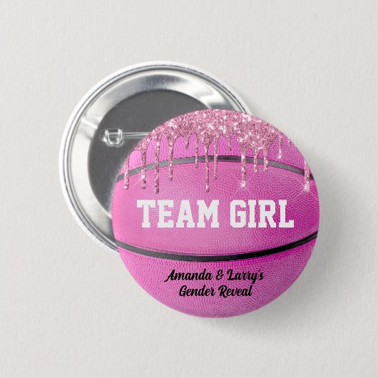Basketball Gender onthullen Team Girl Button (Voorkant /achterkant)