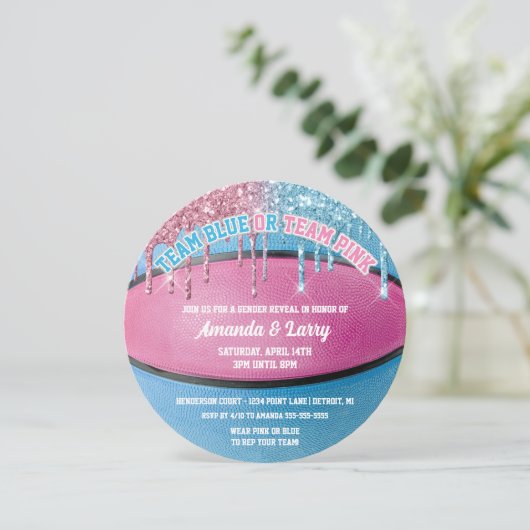 Basketball Gender onthulling Kaart (Staand voorkant)