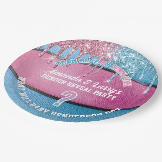 Basketball Gender onthulling Papieren Bordje (Gekanteld)