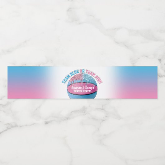 Basketball Gender onthulling Waterfles Etiket (Enkel label)