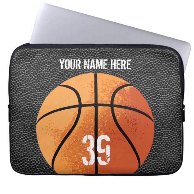 Basketball (getextureerd) laptop sleeve (Voorkant)