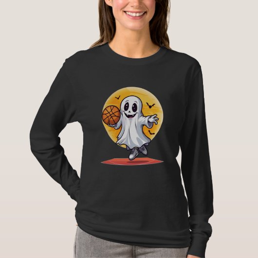 Basketball Ghost Scary Basketball Halloween T-shirt (Voorkant)