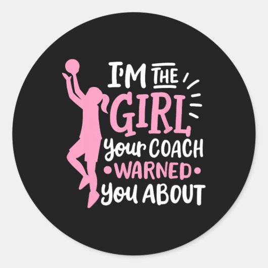 Basketball Girl 1 Ronde Sticker (Voorkant)