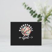 Basketball girl ball player fan team briefkaart (Staand voorkant)
