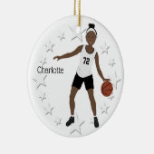 Basketball Girl Black en White Ceramic Ornament (Rechts)