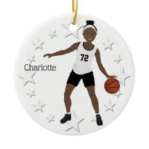 Basketball Girl Black en White Ceramic Ornament