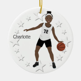 Basketball Girl Black en White Ceramic Ornament