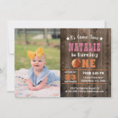 Basketball Girl Foto 1e verjaardag Uitnodiging (Voorkant)