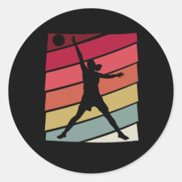 Basketball Girl Retro Ronde Sticker