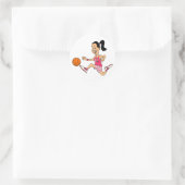 Basketball Girl Ronde Sticker (Tas)