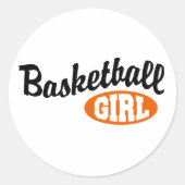 Basketball Girl Ronde Sticker (Voorkant)
