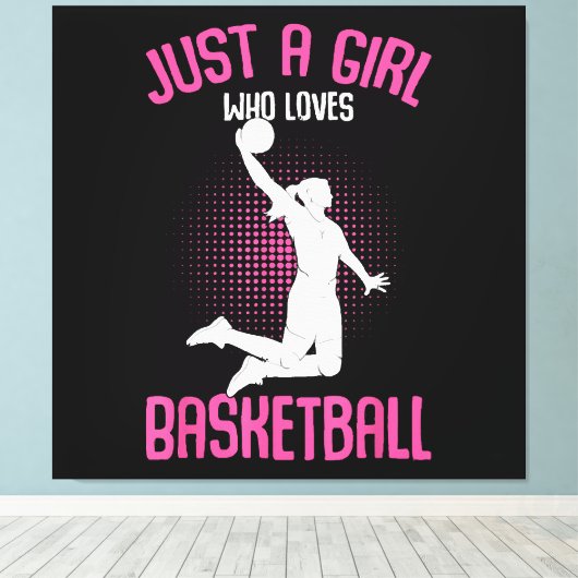 Basketball Girl Women Canvas Afdruk (Insitu (Houten vloer))