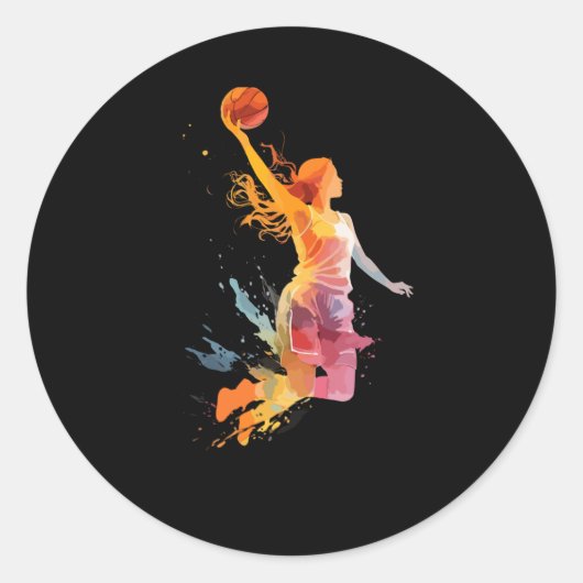 Basketball Girls Ronde Sticker (Voorkant)