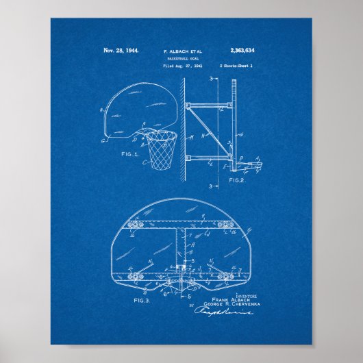 Basketball Goal Patent - Blauwdruk Poster (Voorkant)