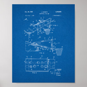 Basketball Goal Set Patent - Blauwdruk Poster