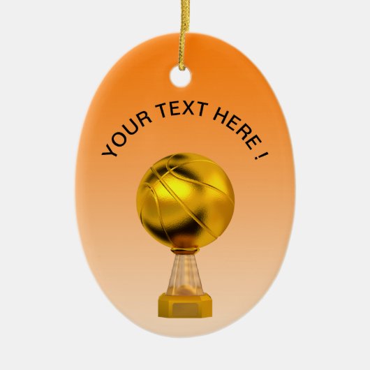 Basketball Gold Trophy Keramisch Ornament (Voorkant)