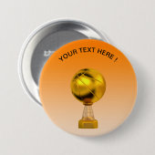 Basketball Gold Trophy Ronde Button 7,6 Cm (Voorkant /achterkant)