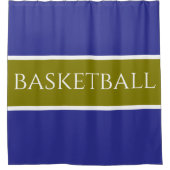 BASKETBALL Golden Olive White Deep Blue Stripes Douchegordijn (Voorkant)