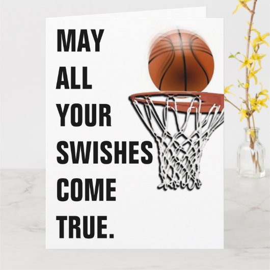 Basketball Good Luck Kaart (Gele Bloem)