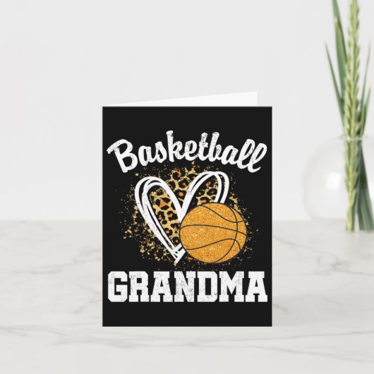 Basketball Grandma Leopard Heart Kaart (Voorkant)