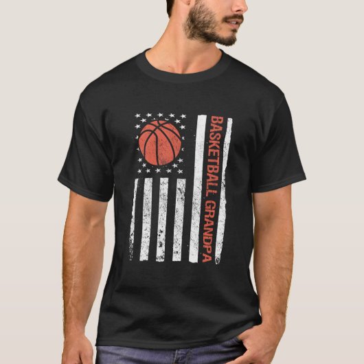 Basketball Grandpa Usa American Flag T-shirt (Voorkant)