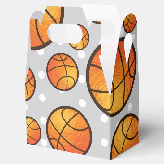 Basketball Gray Polka Dots Birthday Party Bedankdoosjes (Geopend)