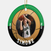 Basketball Green Black Team Colors Keramisch Ornament (Links)