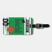 Basketball Green en White | Personaliseren Bagagelabel (Voorkant horizontaal)