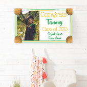 Basketball Green & Gold One Photo Afstuderen Spandoek (Insitu)