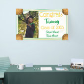 Basketball Green & Gold One Photo Afstuderen Spandoek (Beurs)