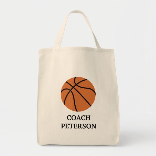 BASKETBALL Grocery Canvas tas - voeg een NAAM toe! (Voorkant)