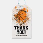 Basketball Grunge Paint Splatter Oranje Black Cool Cadeaulabel (Voorkant)