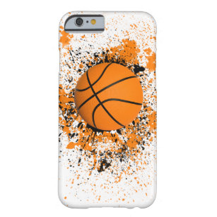Basketball Grunge Paint Splatter Oranje Black Cool Barely There iPhone 6 Hoesje