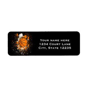 Basketball Grunge Paint Splatter Oranje Black Cool Etiket