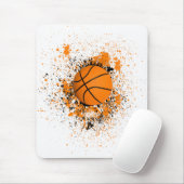 Basketball Grunge Paint Splatter Oranje Black Cool Muismat (Met muis)