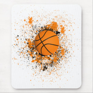 Basketball Grunge Paint Splatter Oranje Black Cool Muismat