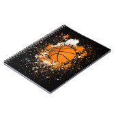 Basketball Grunge Paint Splatter Oranje Black Cool Notitieboek (Linkerzijde)