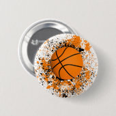Basketball Grunge Paint Splatter Oranje Black Cool Ronde Button 5,7 Cm (Voorkant /achterkant)