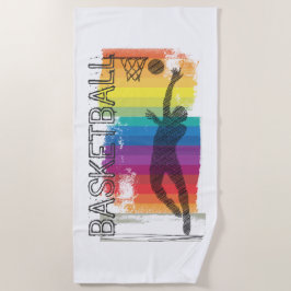 Basketball Grunge Rainbow Illustration White Strandlaken