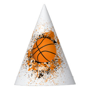 Basketball Grunge Splatter Oranje Black Party Feesthoedjes