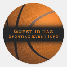 Basketball Guest ID Labels Event Stickers