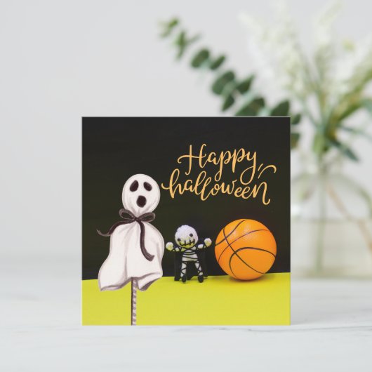 Basketball Halloween Ghost Spooky Scary (Staand voorkant)