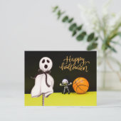 Basketball Halloween Ghost Spooky Scary Briefkaart (Staand voorkant)