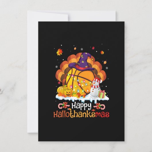 Basketball Halloween Kerstmis Thanksgiving Hallot Kaart (Voorkant)