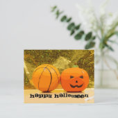 Basketball Halloween met basketbal en pompoen Briefkaart (Staand voorkant)